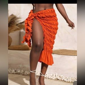 🧡 orange ruffled skirt +top